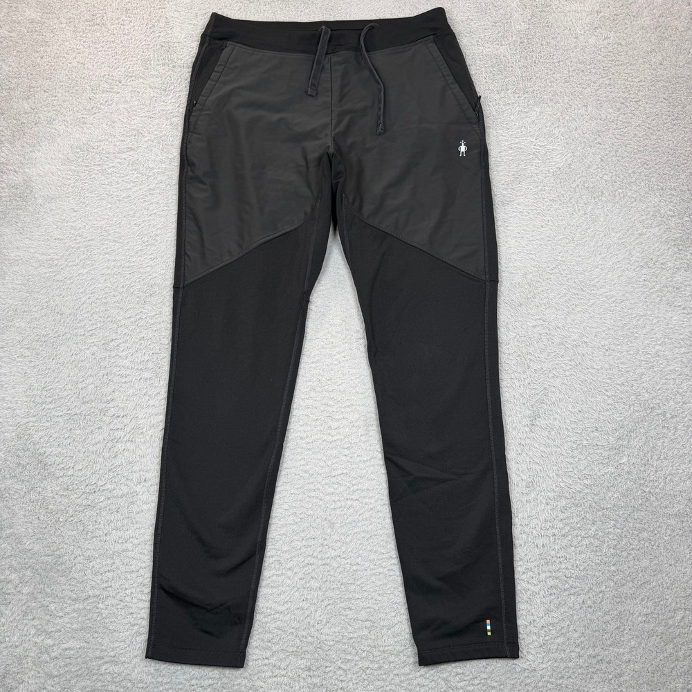 Smartwool Mens Merino Sport Fleece Wind Tights Black Pants Large Drawstring